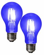 SleekLighting LED 4Watt Filament A19 Blue Colored Light Bulbs Dimmable – UL Listed, E26 Base Lightbulb – Energy Saving – Lasts for 25000 Hours – Heavy Duty Glass – 2 Pack