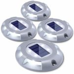 techonor Solar Deck Lights Driveway Dock LED Light Solar Powered Outdoor Waterproof Road Markers for Step Sidewalk Stair Garden Ground Pathway Yard 4 Pack (White)