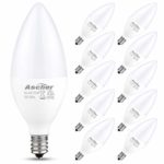 Ascher E12 LED Candelabra Light Bulbs, Equivalent 60W, 550 Lumens, Daylight White 5000K, Candelabra Base, Non-dimmable, Chandelier Bulb, Pack of 10