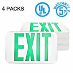 SPECTSUN LED Exit Sign with Battery Backup, Green Exit Light – 4 Pack, Hardwired Combo Exit Sign, 120V/277V Exit Sign with Arrow,Business Exit lighting Sign White, lobby/Building UL Exit Sign Lighting