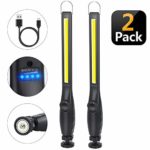 ORHOME LED Work Light – 750 Lumens Rechargeable COB Work Light with Power Capacity Indicator, Magnetic Base, 360°Swivel, USB Cable for Car Repair, Outdoor Camping and Emergency – 2400mAh(2 Pack)