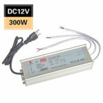 LED Driver 300Watt(100W X3) 25A, Waterproof IP67 Power Transformer adapter， 90V-265V AC to 12V DC， low voltage output, with US standard 3 plugs for LED lights, computer projects, outdoor lights.