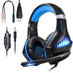 BlueFire Upgraded Professional PS4 Gaming Headset 3.5mm Wired Bass Stereo Noise Isolation Gaming Headphone with Mic and LED Lights for Playstation 4, Xbox one, Laptop, PC (Blue)