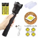 Garberiel Super Bright XHP70 LED Flashlight 3 Modes 5000 Lumens Zoom Torch Light with Battery and USB Cable