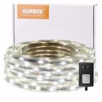 SURNIE 12V LED Rope Lights, 50ft Flat Flexible LED Strip Lights, 6500K Daylight White, Waterproof, Cuttable, UL Listed Power Supply with Switch, for Indoors and Outdoors