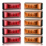 Partsam 10Pcs 3.9″ Thin line Trailer Led Side Marker and Clearance Lights 3LED with Reflectors Submersible Sealed 12V Surface Mount for Truck Trailer Boats, Rectangular LED trailer light (5Amber+5Red)