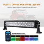 Auxbeam 22 Inch LED Light Bar RGB Multi-color Curved LED Bar 5D V Series 120W Off road Driving light Spot Flood Combo Beam