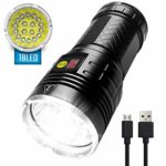 12000 Lumens LED Flashlight – iVict 18xLEDs Flashlights Extremely Bright CREE XM-L T6 LED, Type-C Fast Rechargeable, Build-in Batteries, 4 Modes & Power Display Function, IPX-5 Waterproof Flashlight