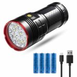 10000 Lumens Super Bright Led Flashlight, 12x XM-L T6 LEDs Brightest Flashlights Powerful Tactical Flashlight with for Power Outage, Camping (Battery included)