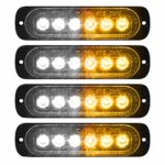 VKGAT 4pcs Sync Feature 6LED Car Truck Emergency Beacon Warning Hazard Flash Strobe Light Surface Mount (Amber/White)