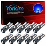 Yorkim 194 Led Bulb Blue Canbus Error Free 3-SMD 2835 Chipsets, T10 Blue Interior Led For Car Dome Map Door Courtesy License Plate Trunk lights with 194 168 W5W 2825 Sockets Pack of 10, Blue