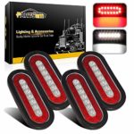 Partsam 4Pcs 6.3″ Inch Oval Led Trailer Taillights Stop Brake Lights Running Red and White Backup and Reverse Lights, Sealed 6.3 inch Oval led Trailer Lights Kit Grommet Mount for RV Trucks