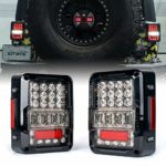 Xprite LED Tail Lights for 2007-2018 Jeep Wrangler JK JKU, High Intensity Led Taillights w/ 4D Clear Lens Parking light, Brake Turn Signal Lamp and Reverse Lamps Function (DOT Approved)