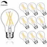 Vintage LED Edison Bulb Dimmable 60W Equivalent, A19 LED Light Bulbs 5000K Daylight White 800LM Led Filament Bulb 6W E26 Medium Base Decorative Clear Glass for Home, Restaurant, Cafe, Pack of 10