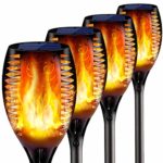 4PCs Solar Torch Lights Outdoor, 43 inch 96 LED, Waterproof Landscape Garden Pathway Light with Vivid Dancing Flickering Flames, with Auto On/Off Dusk to Dawn, for Christmas Lights Decoration