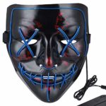 Anroll Halloween Mask LED Light Up Mask for Festival Cosplay Halloween Costume Blue