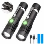 Rechargeable Flashlight, LED Tactical Flashlight, Karrong 1200 Lumens Super Bright Pocket-Sized T6 LED Torch with Clip, Water Resistant, 4 Modes for Camping Hiking Emergency (2 pack)