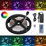 Led Strip Lights, 16.4ft LED Flexible Strip Lights, 150 Units 5050 RGB LED Light Strip Kit with 44Key Remote Controller and Power Supply,Non-Waterproof 12V DC, for Home Kitchen Bedroom Car Bar Party