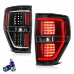 VIPMOTOZ OLED Tube Black Housing LED Tail Light Lamp Assembly For 2009-2014 Ford F-150 Pickup Truck – CREE LED Backup Bulbs, Driver & Passenger Side