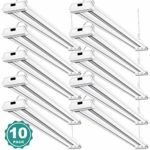 10 Pack 42W Linkable Led Shop Lights Addlon 4ft 48 Inch 5000K Led Garage Lighting, 300W Equivalent Double Integrated Florescent Light Fixture with Pull Chain Mounting