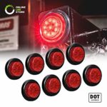 8PC 2″ Round 10 LED Light [2 in 1 Reflector] [Polycarbonate Reflector] [10 LEDs] [D.O.T. Certified] [2 Year Warranty] Side Marker Light for Trucks and Trailers – Red