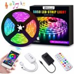 LED Strip Lights, Elfeland 16.4FT/5M 5050 RGB Light Strips Work with APP Color Changing Non-Waterproof Rope Lights Sync with Music Flexible Tape Light Kit for TV,Room,Kitchen