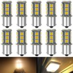 JAVR – Pack of 10-3000K Warm White 1156 BA15S 1141 1003 1073 7506 LED Bulbs 5050 18-SMD Replacement Lamps for 12V Interior RV Camper Trailer Lighting Boat Yard Light Bulbs