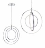 Modern LED Chandeliers for Dining Rooms, Bedrooms, Living Room, Kitchen, Entryway Orb 3 Rings Contemporary Pendant Lighting Ceiling Light Fixtures with Adjustable Cord Farmhouse Rustic Hanging Lamp