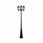 NOMA Outdoor Street Light | Waterproof Outdoor Lamp Post Light with Triple-Head Design for Backyard, Patio, Garden, Walkway or Décor | Black Light Pole with Clear Glass Panels, 3-Headed
