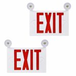 Auzzlife UL Listed LED Exit Sign with Emergency Lights Top/Side Mount, AC 120V/270V Backup Battery Included, Red Emergency Exit Lighting Commercial Grade High Output, Fire Resistant (Pack of 2)