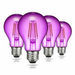 LED A19 Purple Light Bulb, DORESshop LED 4Watt Filament A19 Purple Colored Light Bulbs, 4W(40W Incandescent Equivalent), E26 Base, Party, Porch, Plant Growth, Holiday Halloween Decoration, 4Pack