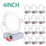 12 Pack 4 Inch Slim LED Recessed Lighting with Junction Box, 60W Eqv. ETL and Energy Star, 650 LM Dimmable Recessed Ceiling Light LED Downlight 5000K Wafer Light
