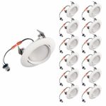 OSTWIN (12 Pack) 4 Inch Directional Recessed LED Can Gimbal Light Fixture, Adjustable Angle Downlight Directional, Dimmable, 10 W (75 Watt Replacement), 850 Lm, 3000K Warm Light, ETL & Energy Star