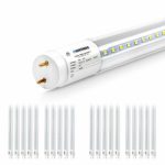 (20 Pack) Parmida LED T8 Light Tube, Type B, 4FT, 18W (40W Equivalent), 2200lm, UL-Listed for Single & Dual-Ended Connection, Clear Cover, Ballast Bypass, 3000K, ETL, DLC