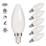 HOLA LED Candelabra Bulb, 40W Equivalent LED Chandelier Bulb, Dimmable LED Lamp Bulb E12 Base, Warm White 2700K LED Filament Bulb, Frosted Glass, 4.5W 300 Lumens 360 Beam Angle, UL Listed, 6 Pack