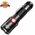Rechargeable Tactical 18650 USB Flashlight, Powerful Cree XML2 Led Flashlights, Stepless Dimming Bright 1600 Lumens Waterproof Torch Light, Intelligent Power Indicator, Bike Mount+Battery Included