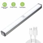 Under Cabinet Lighting,Vikano 20 LED Motion Sensor Closet Light Rechargeable,3 Color Mode Wireless Battery Operated Lights Bar for Kitchen Stair Hallway Under Counter Light (14LED-White)