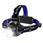 Headlamp, Super Bright LED Headlamps 18650 USB Rechargeable IPX4 Waterproof Flashlight with Zoomable Work Light, Hard Hat Light for Camping, Hiking, Outdoors (Blue)