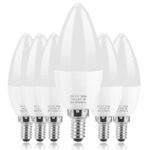 KINDEEP E12 LED Bulb C37 Candelabra Light Bulbs 6W, 60 Watt Equivalent, 550 Lumens, Daylight 5000K Chandelier Bulbs, Decorative Candle Base, Non-Dimmable, 6 Pack (Daylight 5000K 6Pack)