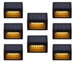 Solar Step Lights Outdoor – Amei 6 LED Solar Deck Lights, Solar Garden Lights, Solar Outdoor Lights Wall Mount, Waterproof Security Lamps for Decks Stairs Patio Pathway Fence (Warm White) (8 Pack)