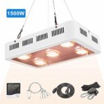 X5 1500W COB LED Grow Light UV Full Spectrum COB LED Plant Light with On/Off Switch with Temperature and Humidity Monitor, Hanging Hook Kit, Adjustable Rope, White