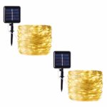 HONGM Solar String Lights Outdoor, 100 LED Waterproof Fairy String Decorative Copper Wire Lights for Wedding, Patio, Bedroom, Party, Christmas (2Pack) (Warm White)