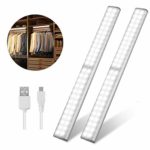 Led Closet Light, USB Rechargeable 52-LED Under-Cabinet Lighting, Wireless Motion Sensor Activated Night Light with Magnetic Strip for Closet, Cabinet, Wardrobe（2 Pack）