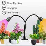 LED Grow Lights for Indoor Plants,360° Gooseneck Dual Head Clip-on Plant Lights for Seedlings Succulents Micro-Greens,Timer Function (3 Modes & 10-Level Brightness)