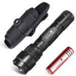 UltraFire WF-502B Single Mode 1000 Lumen Mini Tactical Led Flashlight and Flashlight Holster Duty Belt Holder with 360 Degrees Rotatable Clip(Included Battery)