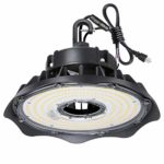 Hykolity 100W UFO LED High Bay Light Fixture, 13000lm 1-10V Dimmable 5000K 5′ Cable with US Plug DLC Complied [175W/250W MH/HPS Equiv.] Commercial Warehouse/Workshop/Wet Location Area Light