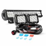 Nilight 20Inch 126W Spot Flood Combo Led Off Road Led Light Bar 2PCS 18w 4Inch Flood LED Pods With 16AWG Wiring Harness Kit-2 Lead, 2 Years Warranty