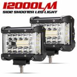 Side Shooter LED Pods – 2Pcs 4″ 12000LM LED Light Bar Spot Flood Combo Driving Work Lights For Truck Jeep ATV UTV Pickup Boat, IP68, 18000LM. 2 Years Warranty