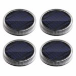 Solar Deck Lights, Ground Driveway Walkway Dock Light Solar Powered Outdoor Waterproof Stair Step Pathway LED Lamp for Backyard Patio Garden, auto On/Off – Warm White – Round – 4 Pack