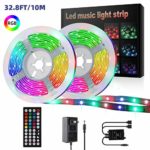 LED Strip Lights,YLCVBUD 32.8ft/10M 3528 SMD RGB Rope Lights Music Sync Color Changing, Rope Light 600 SMD 3528 LED, IR Remote Controller Flexible Strip for Home Party Bedroom DIY Party Indoor Outdoor